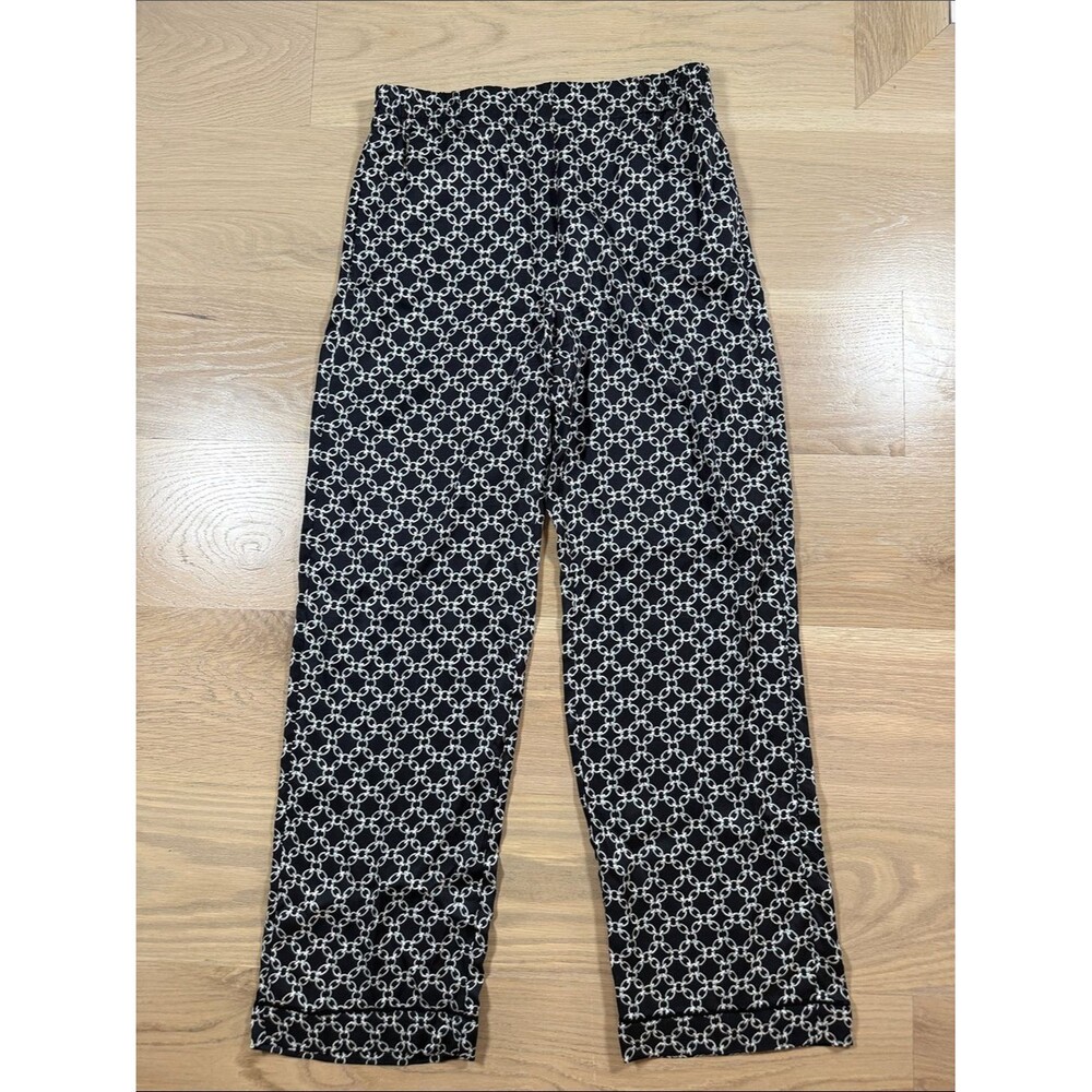 The Kooples Chain Print Viscose Pull On Pants Size 1 Small Black White